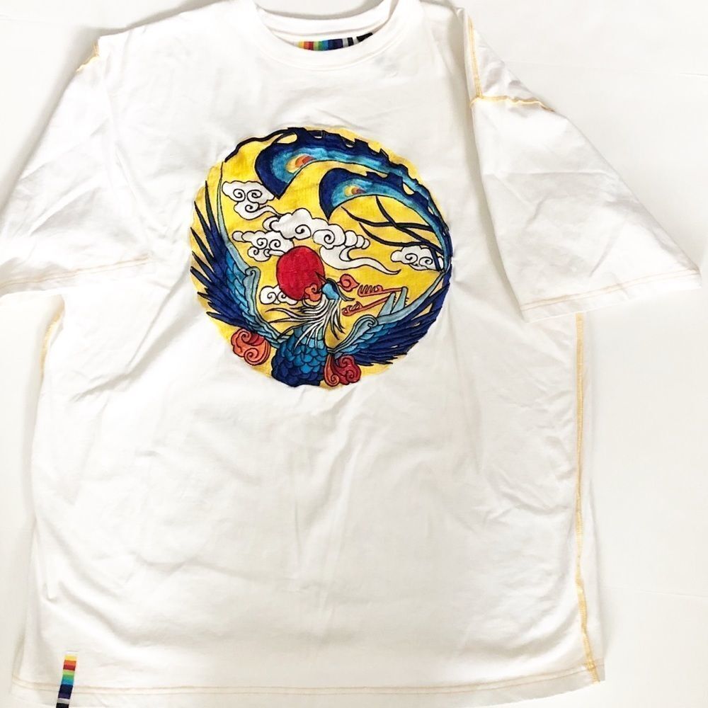 Unique Men’s Asian inspired embroidered tee